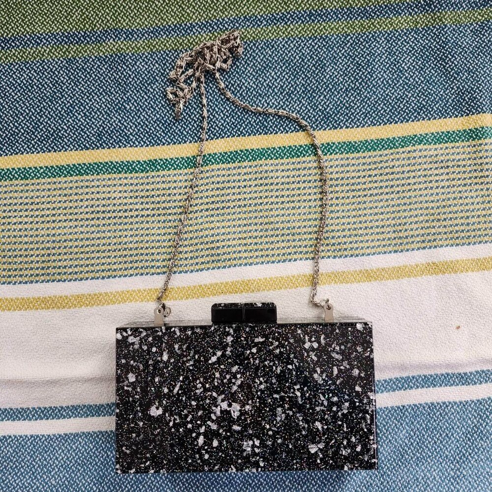 black silver confetti acrylic evening bag Confetti - Picture 3 of 3
